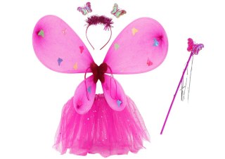 LEAN Toys Strój Wróżki Przebranie Motyla Kostium Ciemny Różowy Skrzydła