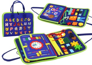 LEAN Toys Tablica Filcowa Sensoryczna Manipulacyjna Edukacyjna Niebieska