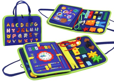 LEAN Toys Tablica Filcowa Sensoryczna Manipulacyjna Edukacyjna Niebieska