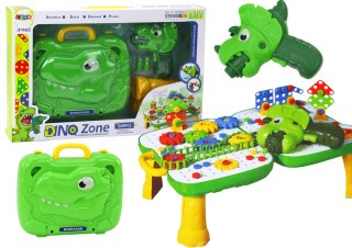 LEAN Toys Walizka Stolik Zestaw DIY Układanka Klocki Dinozaur Wkrętarka 249 ele.