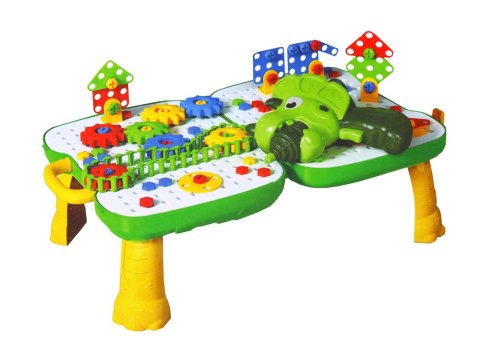 LEAN Toys Walizka Stolik Zestaw DIY Układanka Klocki Dinozaur Wkrętarka 249 ele.