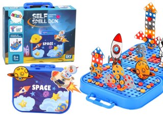 LEAN Toys Walizka Zestaw DIY Układanka Klocki Kosmos Wkrętarka 228 ele.