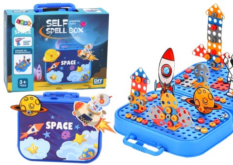 LEAN Toys Walizka Zestaw DIY Układanka Klocki Kosmos Wkrętarka 228 ele.