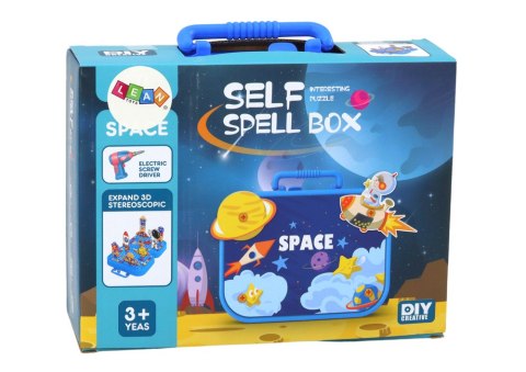 LEAN Toys Walizka Zestaw DIY Układanka Klocki Kosmos Wkrętarka 228 ele.