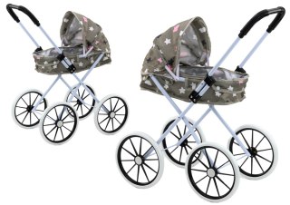 LEAN Toys Wózek Dla Lalek Duże Koła Składany Gwiazdki Szary