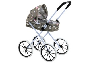 LEAN Toys Wózek Dla Lalek Duże Koła Składany Gwiazdki Szary