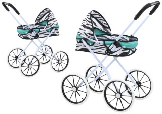 LEAN Toys Wózek Dla Lalek Duże Koła Składany Zebra Turkus