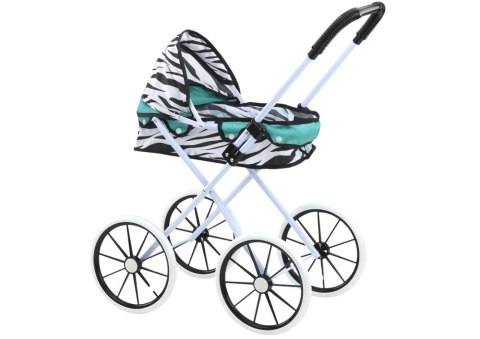 LEAN Toys Wózek Dla Lalek Duże Koła Składany Zebra Turkus