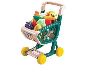 LEAN Toys Wózek Sklepowy Dla Dzieci Zestaw Warzyw i Owoców Zielony