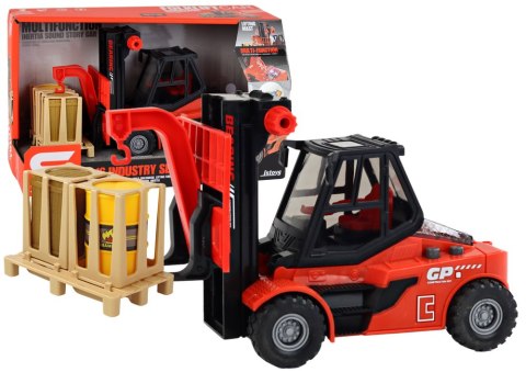 LEAN Toys Wózek Widłowy 1:16 Ruchome Widły Dźwięki Światła Czerwony