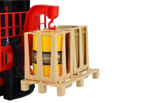 LEAN Toys Wózek Widłowy 1:16 Ruchome Widły Dźwięki Światła Czerwony