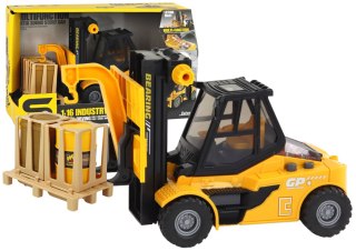 LEAN Toys Wózek Widłowy 1:16 Ruchome Widły Dźwięki Światła Żółty