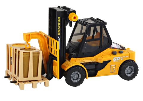 LEAN Toys Wózek Widłowy 1:16 Ruchome Widły Dźwięki Światła Żółty