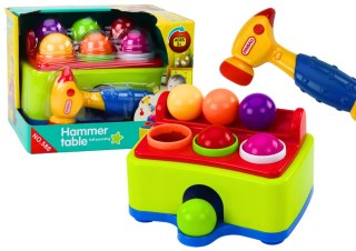 LEAN Toys Zabawka Interaktywna Dla Malucha Wbijanie Piłek Młotek Kolorowa