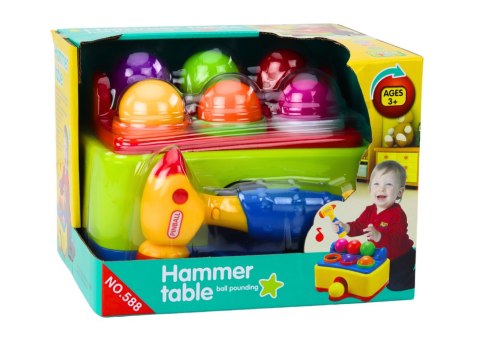 LEAN Toys Zabawka Interaktywna Dla Malucha Wbijanie Piłek Młotek Kolorowa