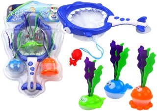 LEAN Toys Zabawki Do Kąpieli Sitko Kosz 2w1 Rekin Rybki z Glonami