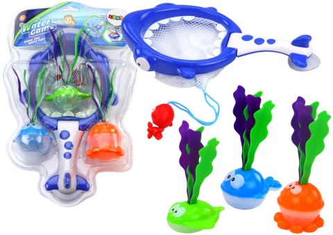 LEAN Toys Zabawki Do Kąpieli Sitko Kosz 2w1 Rekin Rybki z Glonami