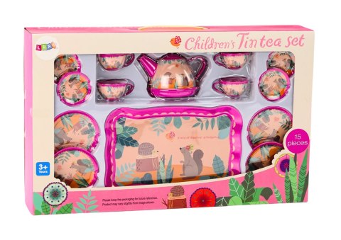 LEAN Toys Zestaw Do Kawy Herbaty Filiżanki Czajnik Taca Różowy Kawiarnia 15ele.
