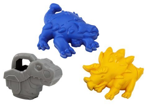 LEAN Toys Zestaw Do Piasku Dinozaur Młynek Lejek Łopatka Grabki Konewka Foremki