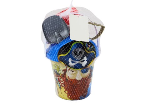 LEAN Toys Zestaw Do Piasku Piracki Wiaderko Konewka Sitko Zestaw 6 ele.