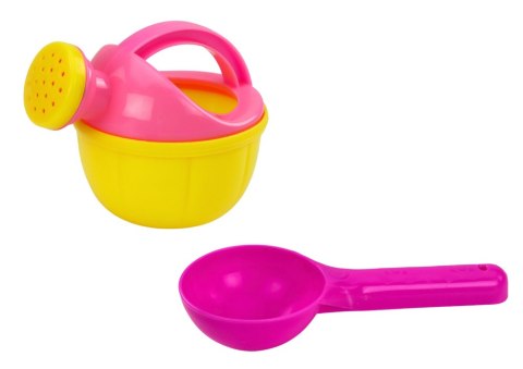 LEAN Toys Zestaw Do Piasku Wiaderko Konewka Foremki Różowe Słodkości 8 ele.
