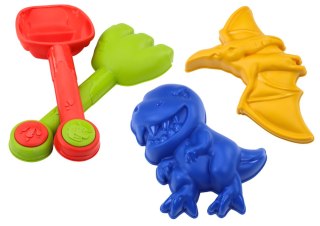 LEAN Toys Zestaw Do Piasku Wiaderko Łopatka Grabki Foremki Dinozaury