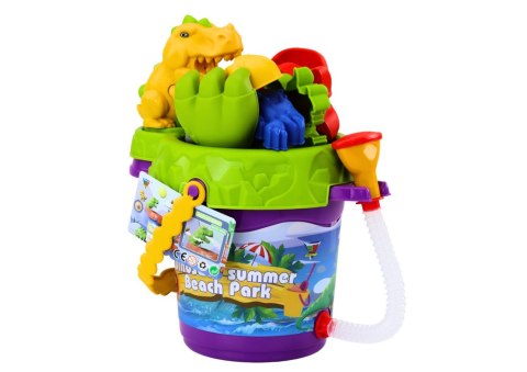 LEAN Toys Zestaw Do Piasku Wiaderko Z Prysznicem Konewka i Foremki Dinozaury Zestaw