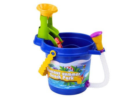 LEAN Toys Zestaw Do Piasku Wiaderko Z Prysznicem Łopatka Grabki Foremki Dinozaury