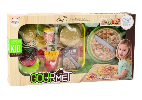 LEAN Toys Zestaw Fast Food Pizza Burgery Frytki Akcesoria Dla Dzieci 24 ele.