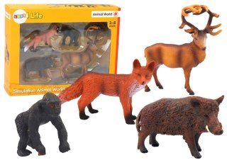 LEAN Toys Zestaw Figurek Zwierzęta Leśne Jeleń Dzik Lisek Goryl