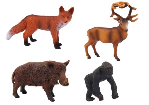 LEAN Toys Zestaw Figurek Zwierzęta Leśne Jeleń Dzik Lisek Goryl