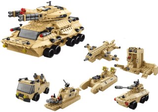 LEAN Toys Zestaw Klocków Czołg Wojskowy Militarny Piaskowy 1000 El