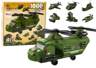 LEAN Toys Zestaw Klocków Helikopter Wojskowy Militarny Zielony 1000 El