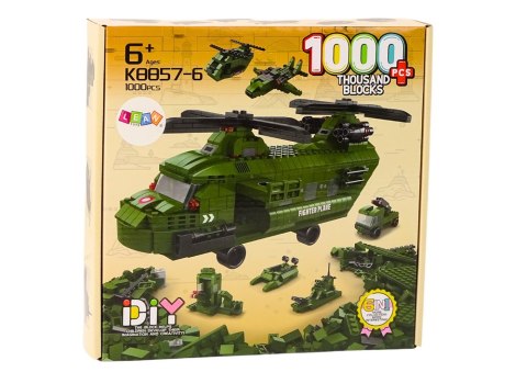 LEAN Toys Zestaw Klocków Helikopter Wojskowy Militarny Zielony 1000 El