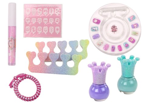 LEAN Toys Zestaw Kosmetyków W Walizce Do Paznokci Makijażu Walizka Fioletowa 9 El.