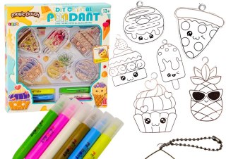 LEAN Toys Zestaw Kreatywny Witraże Zawieszki DIY Babeczka Pizza Ananas