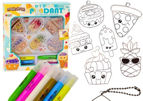 LEAN Toys Zestaw Kreatywny Witraże Zawieszki DIY Babeczka Pizza Ananas
