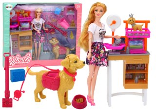 LEAN Toys Zestaw Lalka Z Psami Kot Karma Weterynarz Akcesoria