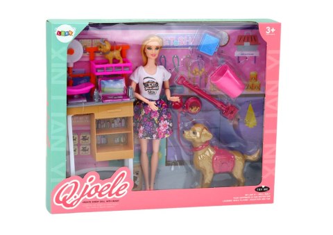 LEAN Toys Zestaw Lalka Z Psami Kot Karma Weterynarz Akcesoria
