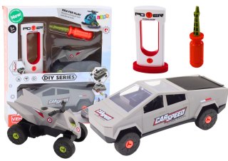 LEAN Toys Zestaw Nowoczesne Auto z Quadem Do Rozkręcania DIY Szary