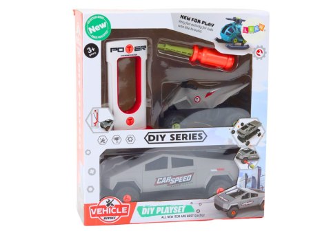 LEAN Toys Zestaw Nowoczesne Auto z Quadem Do Rozkręcania DIY Szary