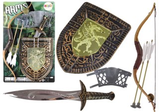 LEAN Toys Zestaw Rycerza Łuk Miecz Tarcza Kostium Rycerski