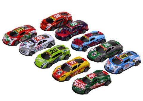 LEAN Toys Zestaw Samochodzików Resoraki Autka Sportowe Wyścigowe 1:64 10 szt.