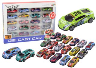 LEAN Toys Zestaw Samochodzików Resoraki Autka Sportowe Wyścigowe 1:64 20 szt