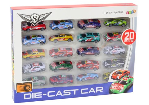 LEAN Toys Zestaw Samochodzików Resoraki Autka Sportowe Wyścigowe 1:64 20 szt