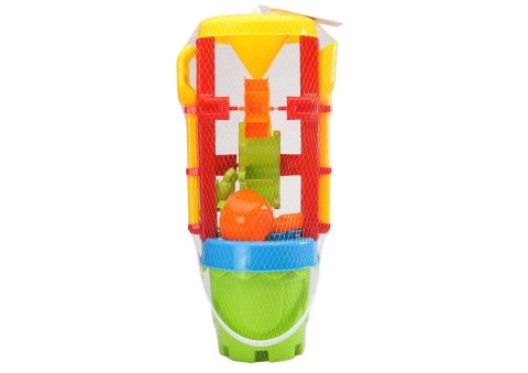 LEAN Toys Zestaw Zabawek Do Piasku Duży Młynek Wiaderko Foremki Kolorowy