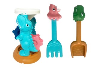 LEAN Toys Zestaw Zabawek Do Piasku Młynek Wiaderko Foremki Dinozaury