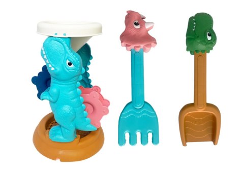 LEAN Toys Zestaw Zabawek Do Piasku Młynek Wiaderko Foremki Dinozaury