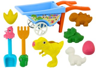 LEAN Toys Zestaw Zabawek Do Piasku Toczka Sześć Foremek Konewka Dinozaury