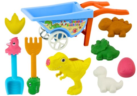 LEAN Toys Zestaw Zabawek Do Piasku Toczka Sześć Foremek Konewka Dinozaury